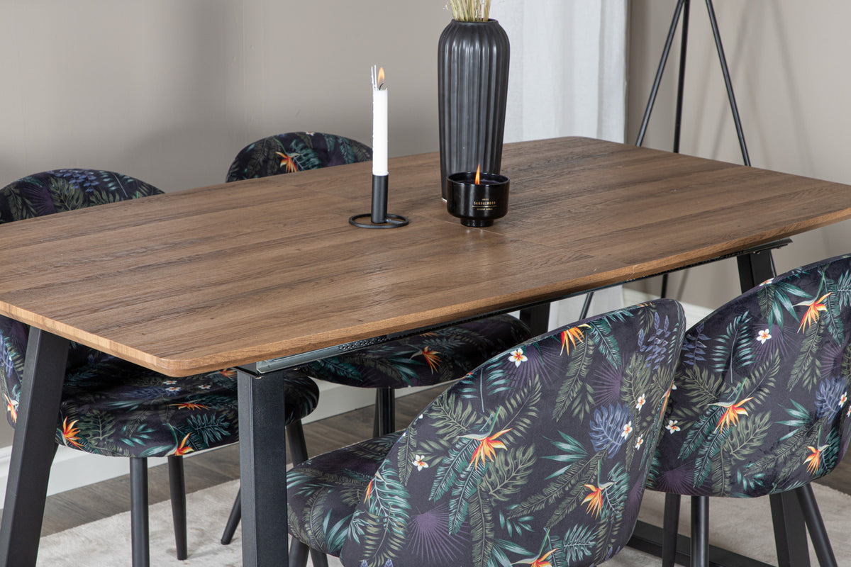 Venture Design Velvet & Inca Matstolar Svart + Matbord 85x160