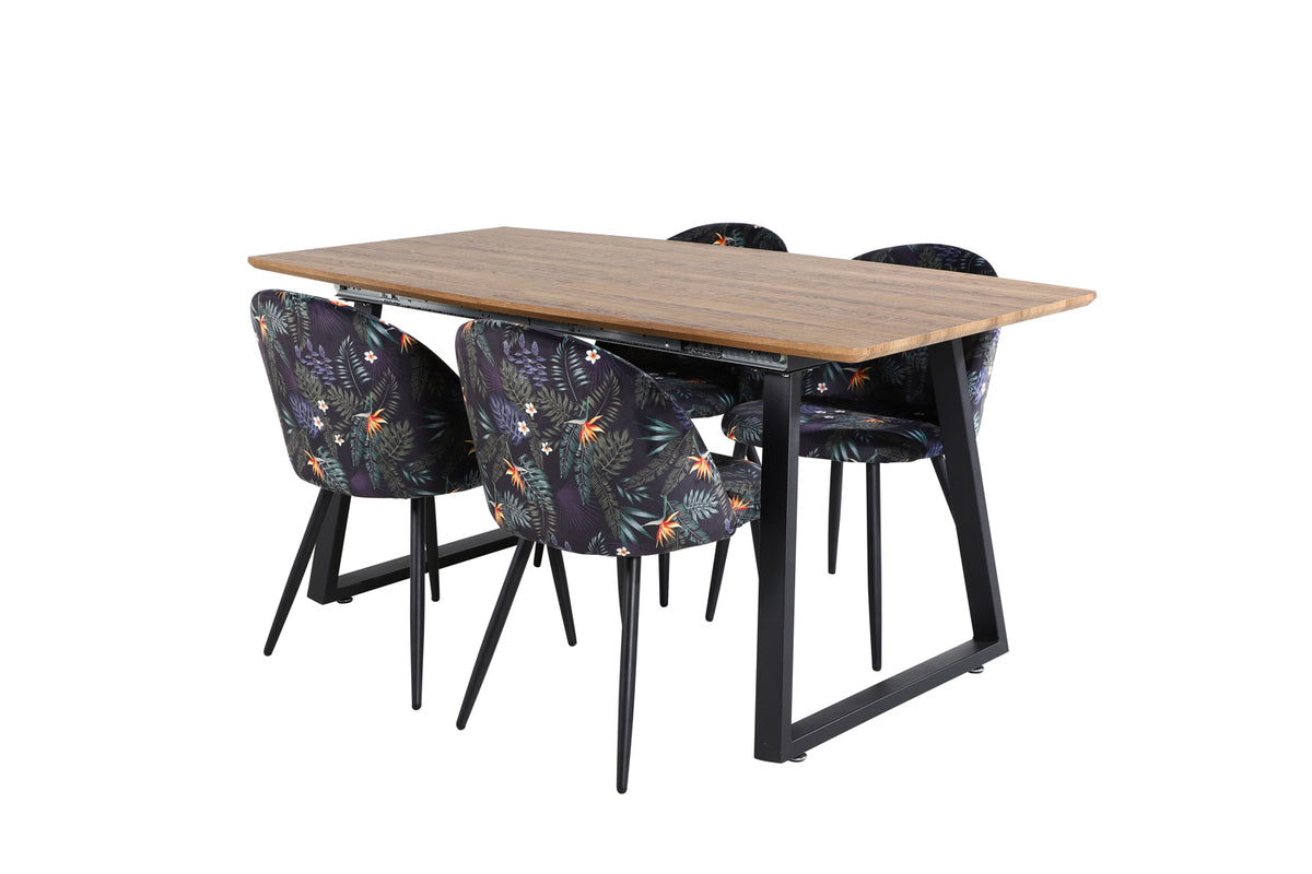 Venture Design Velvet & Inca Matstolar Svart + Matbord 85x160