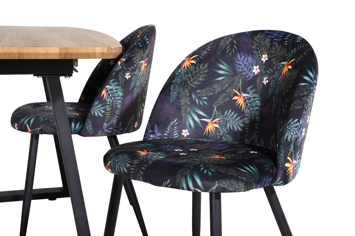 Venture Design Velvet & Inca Matstolar Svart + Matbord 85x160