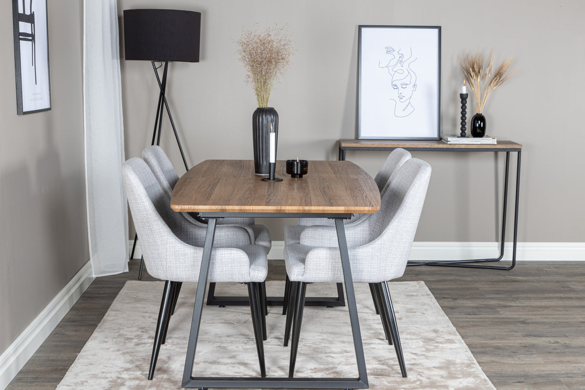 Venture Design Plaza & Inca Matstolar 2-pack Grå + Rektangulära Matbord 160 x 85 Valnöt
