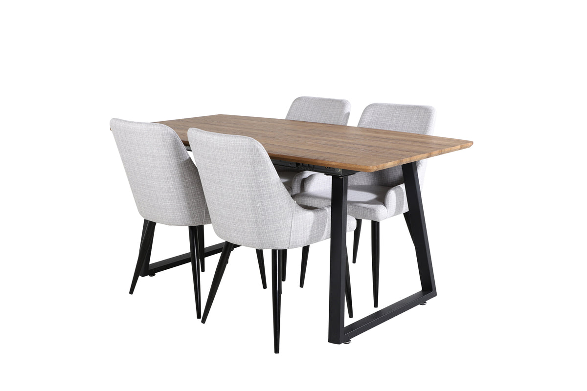 Venture Design Plaza & Inca Matstolar 2-pack Grå + Rektangulära Matbord 160 x 85 Valnöt