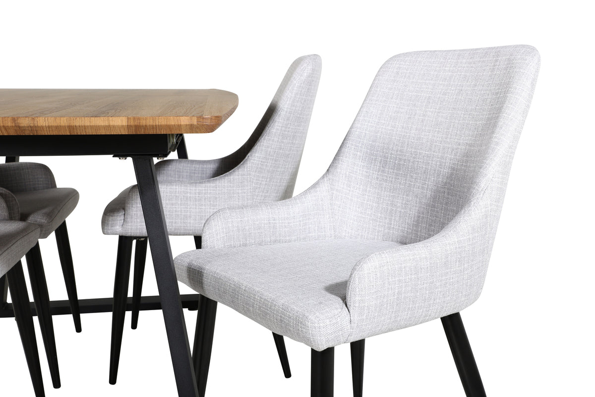 Venture Design Plaza & Inca Matstolar 2-pack Grå + Rektangulära Matbord 160 x 85 Valnöt