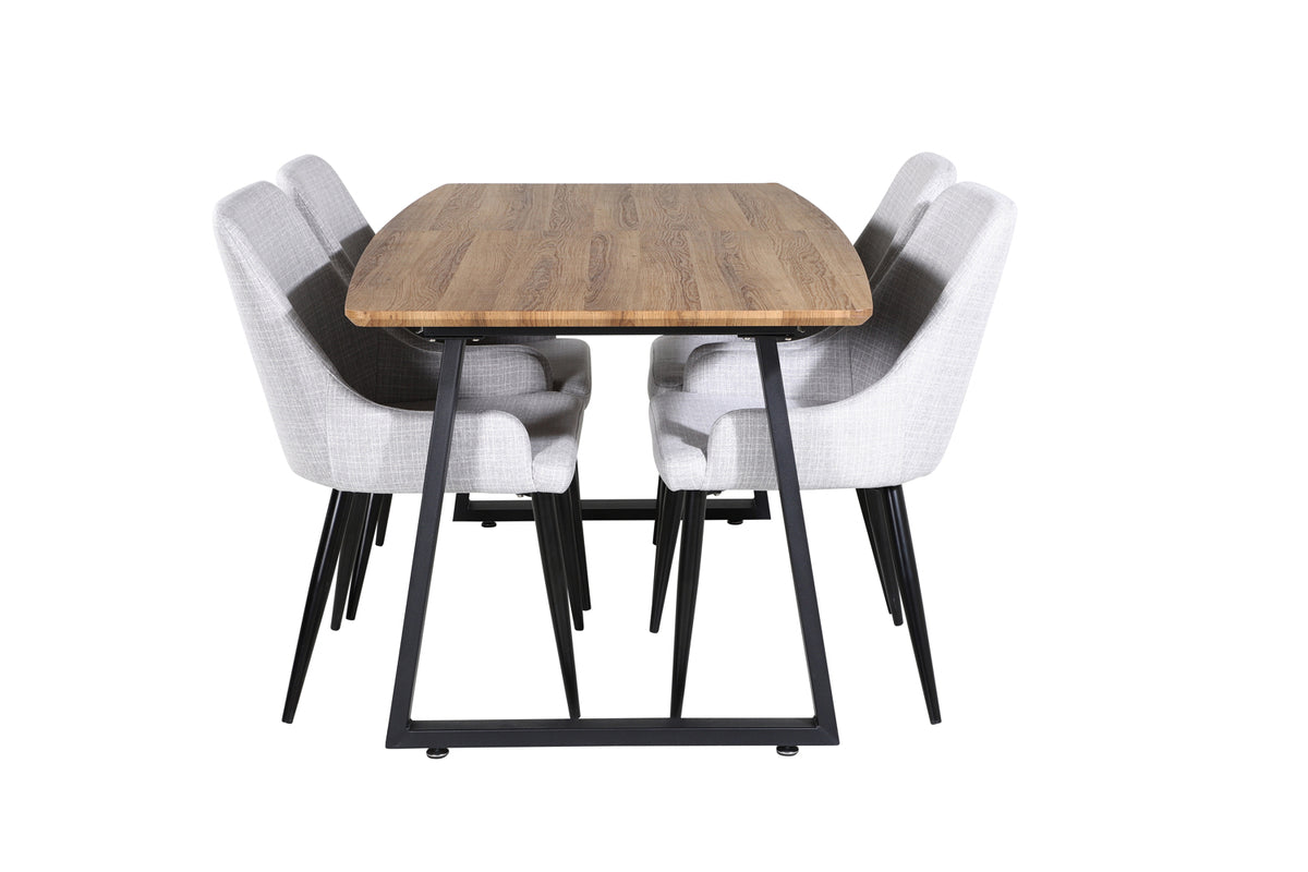 Venture Design Plaza & Inca Matstolar 2-pack Grå + Rektangulära Matbord 160 x 85 Valnöt