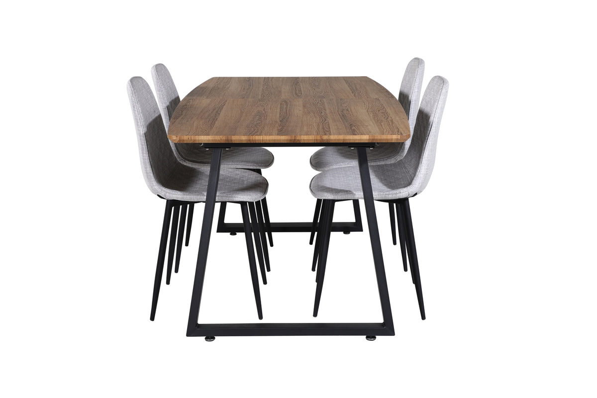 Venture Design Polar & Inca Matstolar 2-pack Grå + Rektangulära Matbord 160 x 85 Valnöt