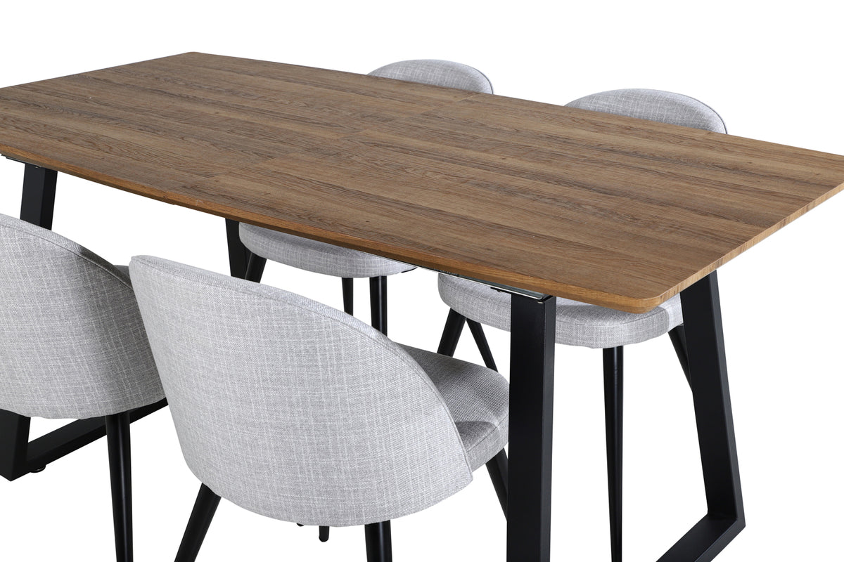 Venture Design Velvet & Inca Matstolar 2-pack Grå + Rektangulära Matbord 160 x 85 Valnöt