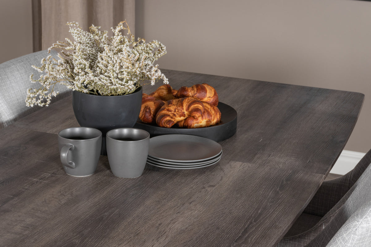 Venture Design Plaza & Inca Matstolar 2-pack Grå + Rektangulära Matbord 160 x 85 Natur