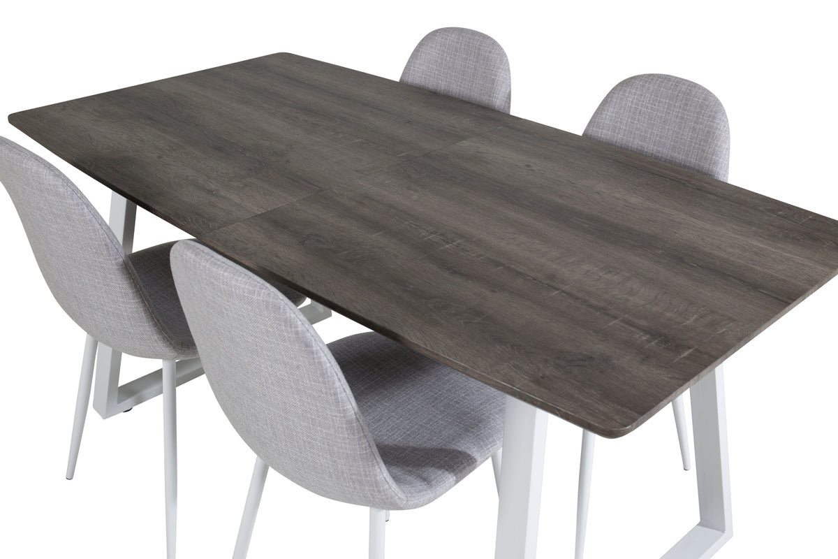 Venture Design Polar & Inca Matstolar 2-pack Grå + Rektangulära Matbord 160 x 85 Natur