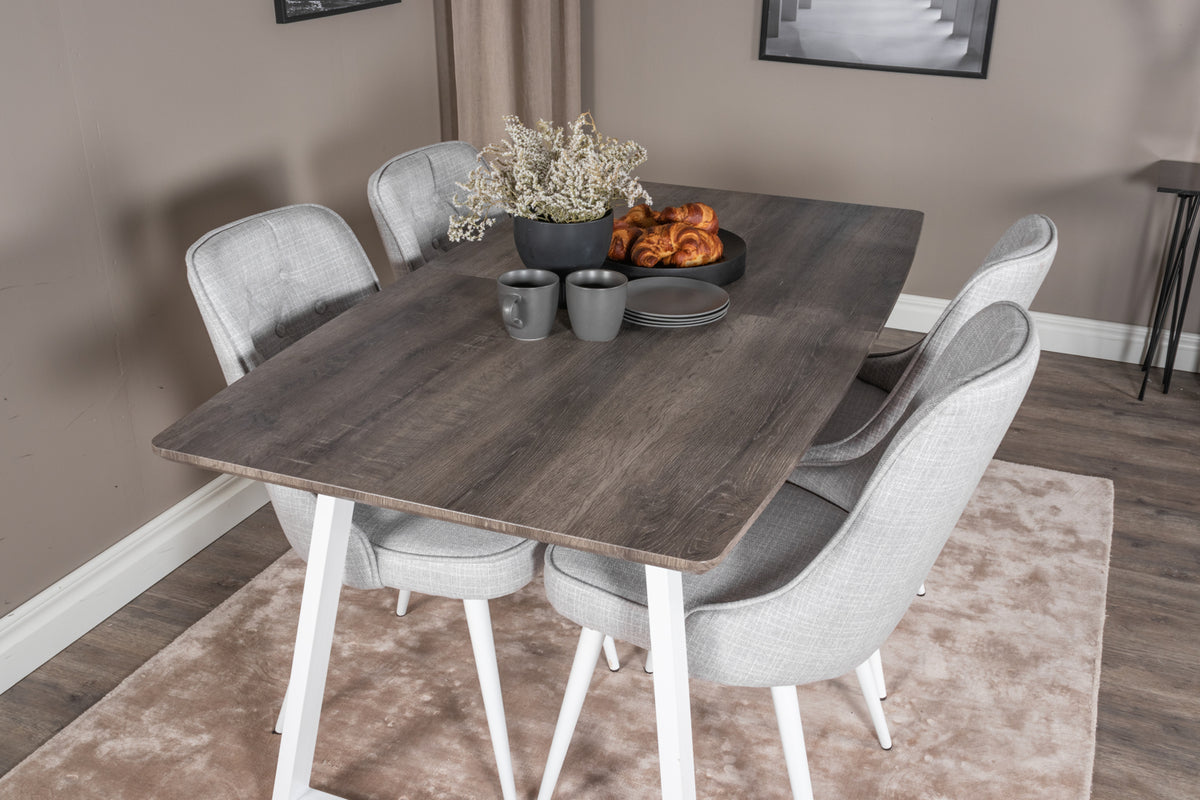 Venture Design Inca & Velvet Deluxe Rektangulära Matbord 160 x 85 Natur + Matstolar 2-pack Ljusgrå