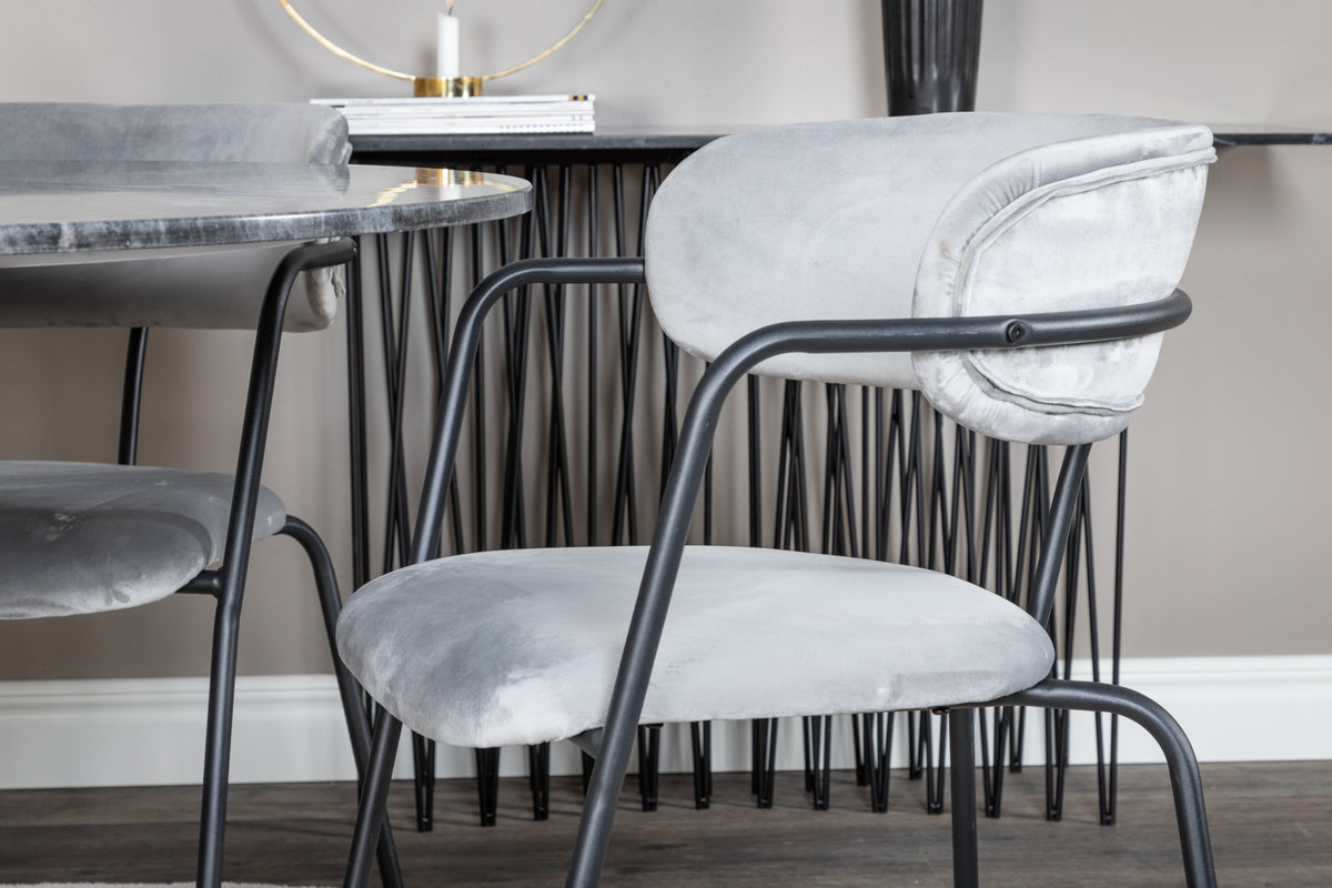 Venture Design Arrow & Estelle Matstolar 2-pack Grå + Runda Matbord ⌀106 Mörkgrå