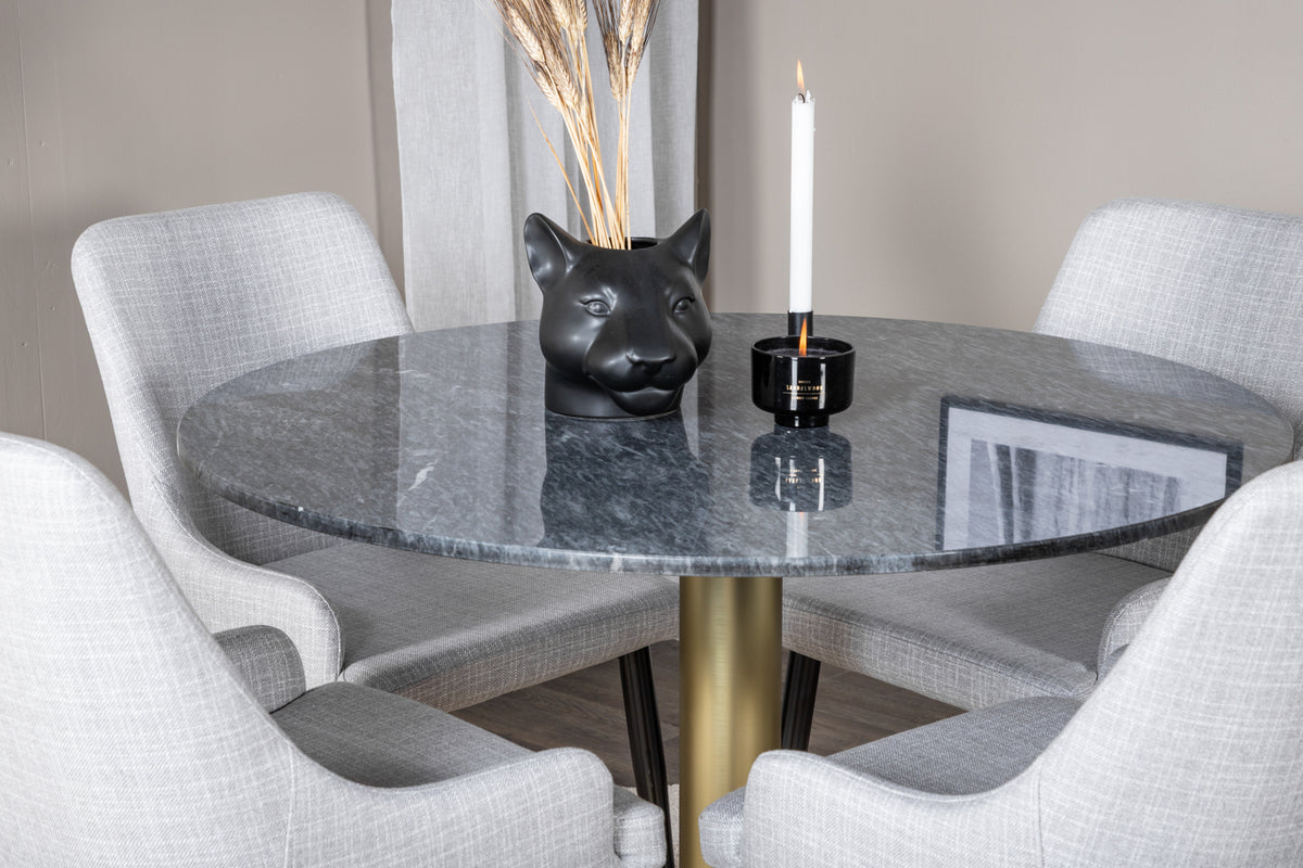 Venture Design Plaza & Estelle Matstolar 2-pack Grå + Runda Matbord ⌀106 Mörkgrå