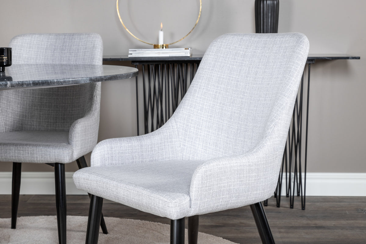 Venture Design Plaza & Estelle Matstolar 2-pack Grå + Runda Matbord ⌀106 Mörkgrå