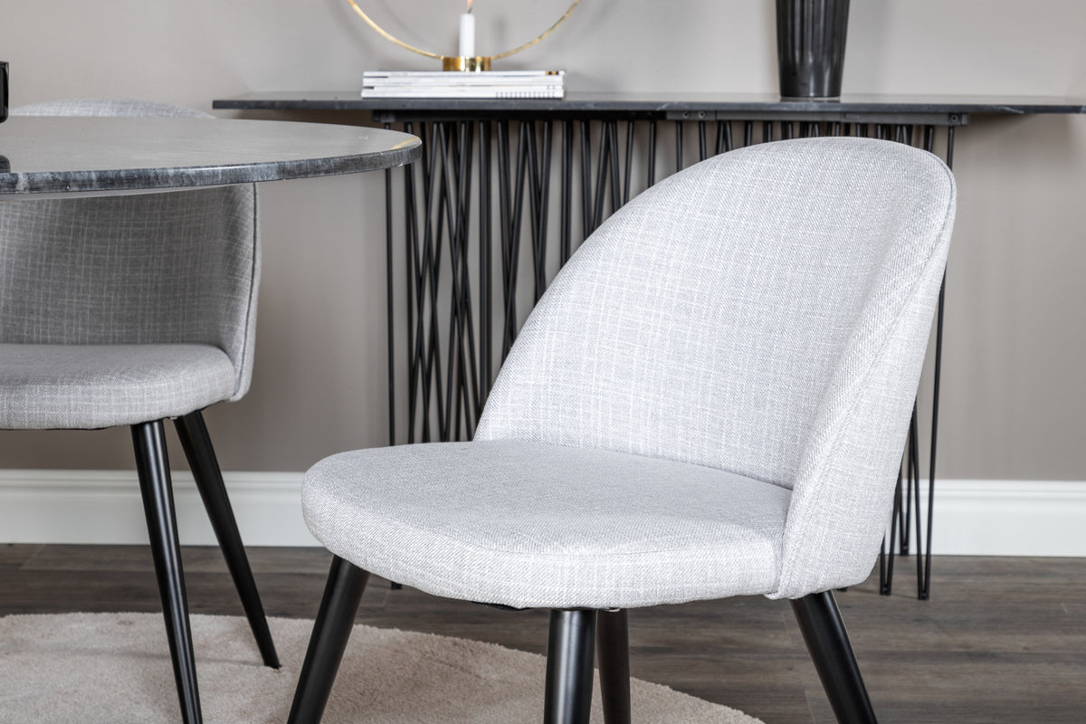 Venture Design Velvet & Estelle Matstolar Grå + Matbord ⌀106