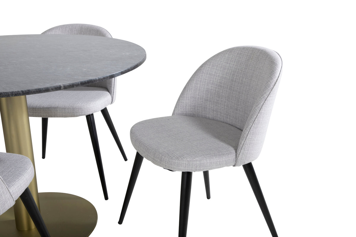 Venture Design Velvet & Estelle Matstolar Grå + Matbord ⌀106
