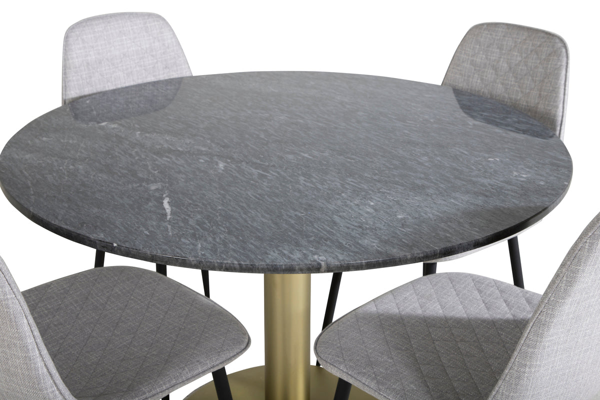 Venture Design Polar & Estelle Matstolar 2-pack Grå + Runda Matbord ⌀106 Mörkgrå