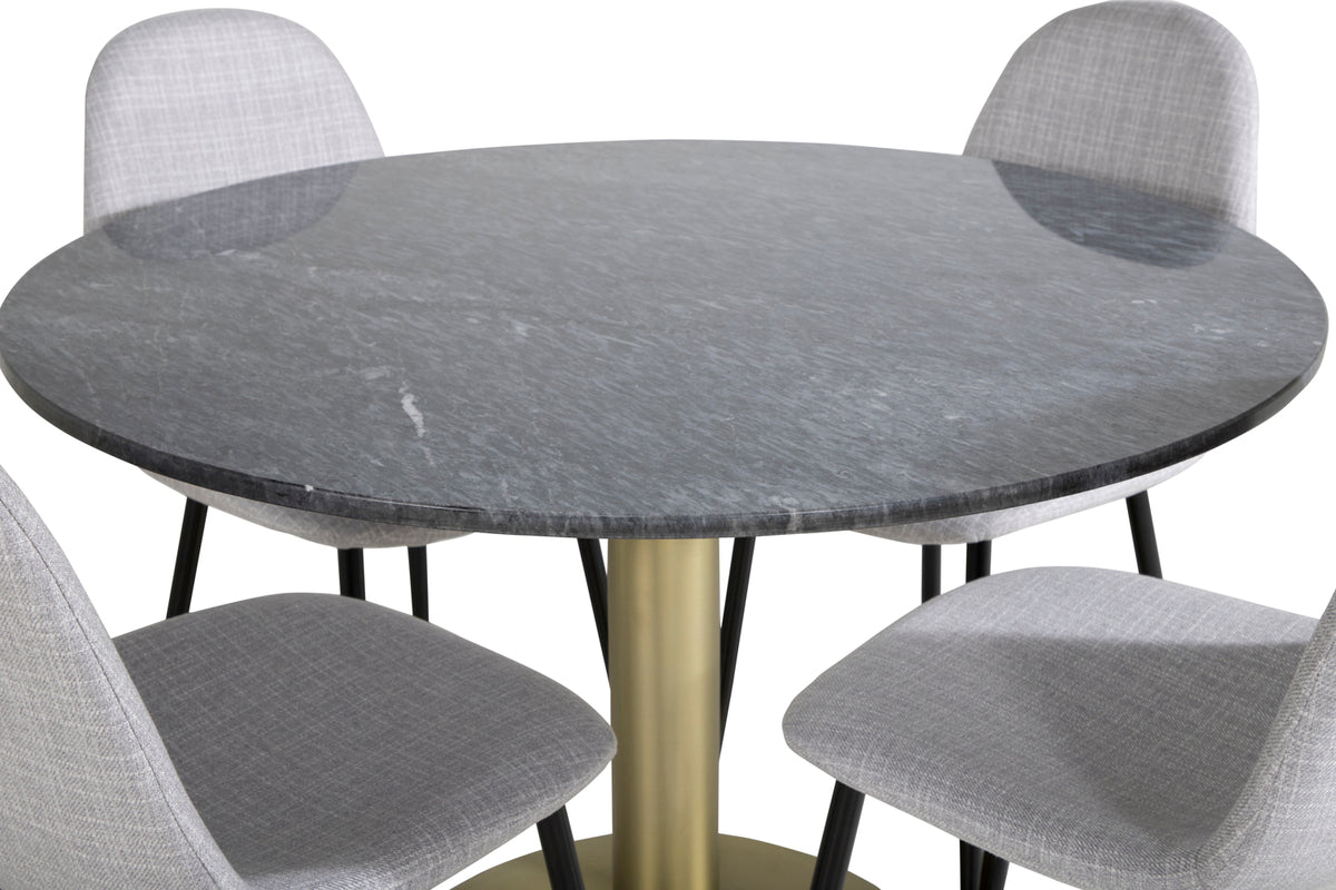 Venture Design Polar & Estelle Matstolar 2-pack Grå + Runda Matbord ⌀106 Mörkgrå