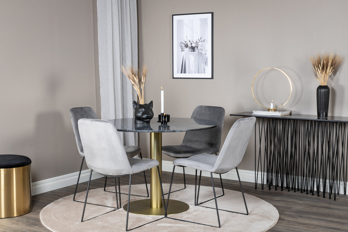 Venture Design Muce & Estelle Matstolar 2-pack Grå + Runda Matbord ⌀106 Mörkgrå