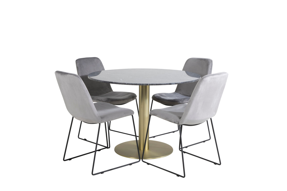 Venture Design Muce & Estelle Matstolar 2-pack Grå + Runda Matbord ⌀106 Mörkgrå