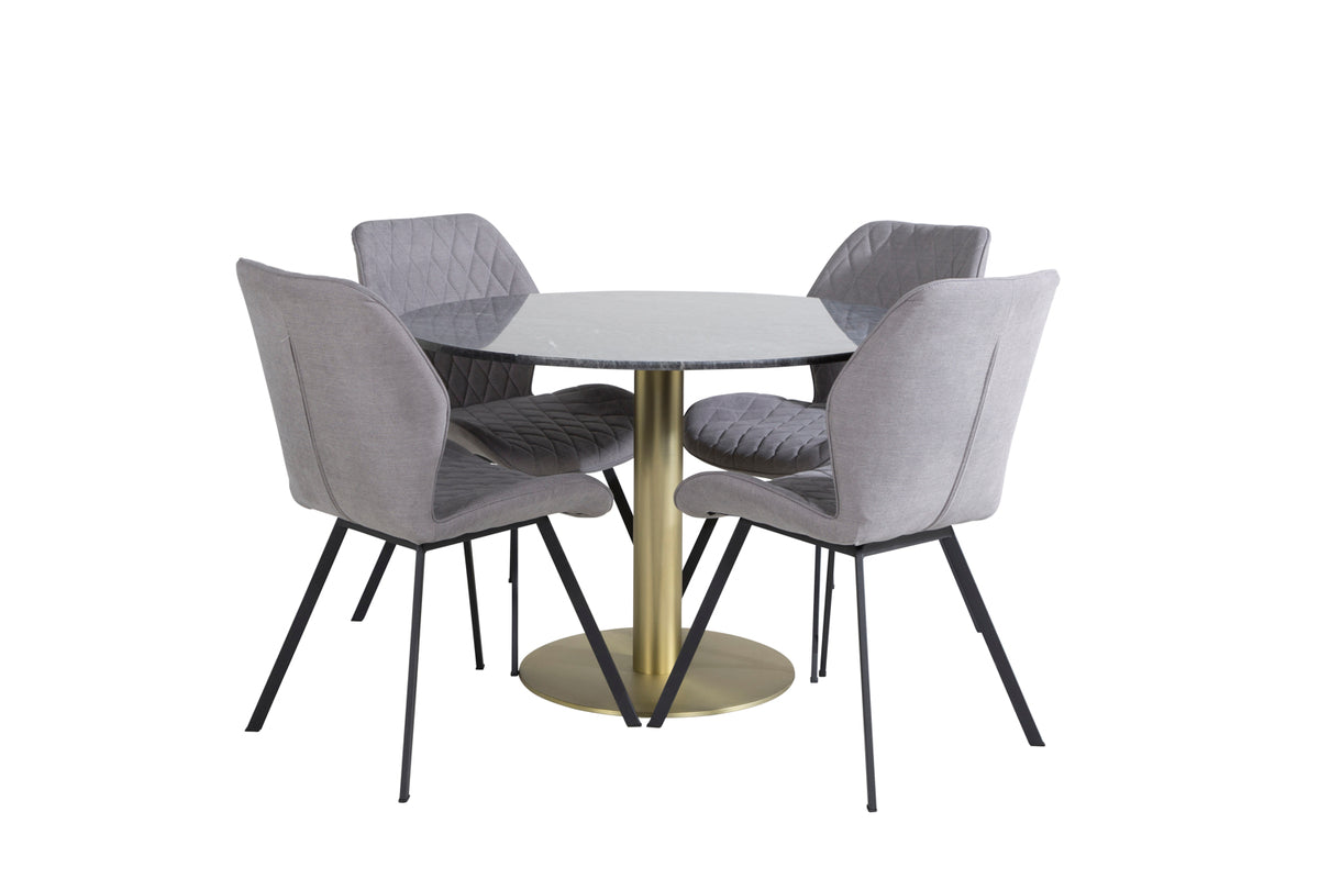 Venture Design Gemma & Estelle Matstolar 2-pack Grå + Runda Matbord ⌀106 Mörkgrå