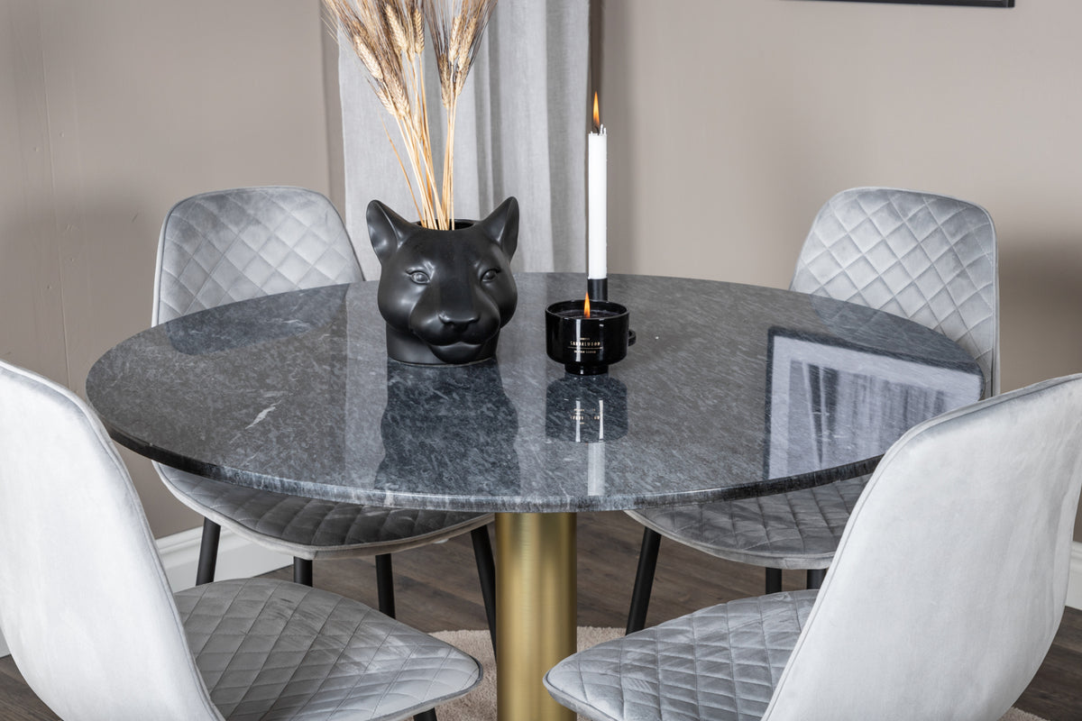 Venture Design Polar & Estelle Matstolar 2-pack Grå + Runda Matbord ⌀106 Mörkgrå