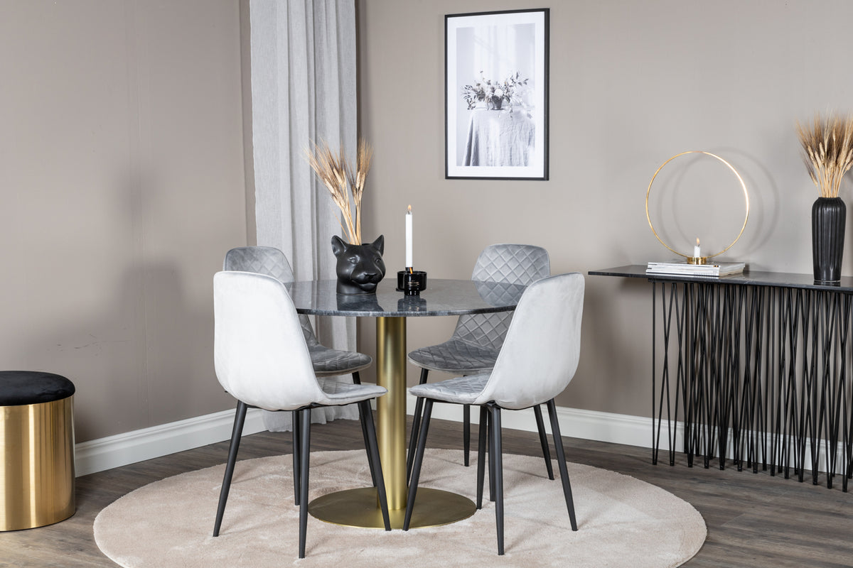 Venture Design Polar & Estelle Matstolar 2-pack Grå + Runda Matbord ⌀106 Mörkgrå
