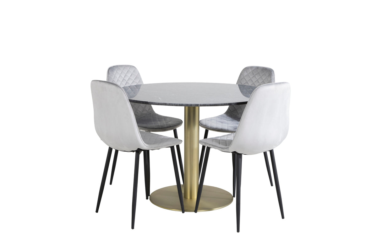 Venture Design Polar & Estelle Matstolar 2-pack Grå + Runda Matbord ⌀106 Mörkgrå