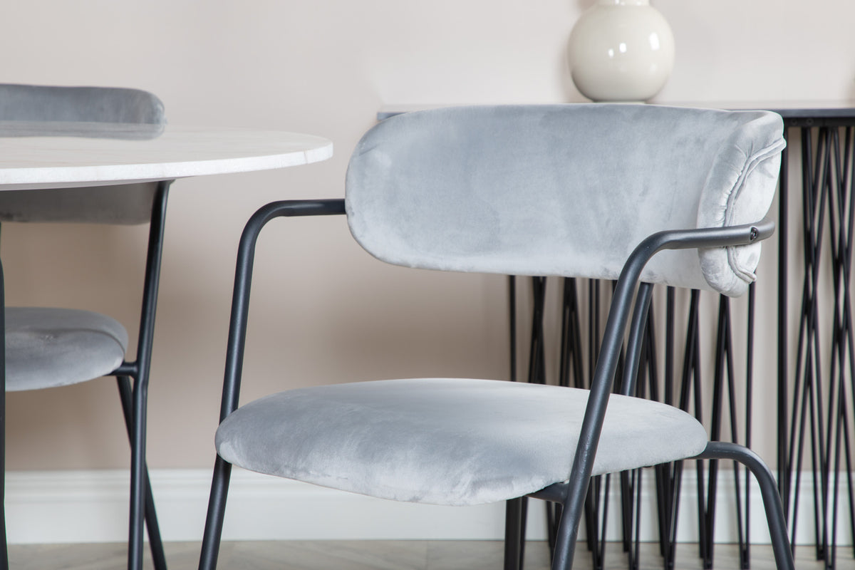 Venture Design Arrow & Estelle Matstolar Grå + Matbord ⌀106