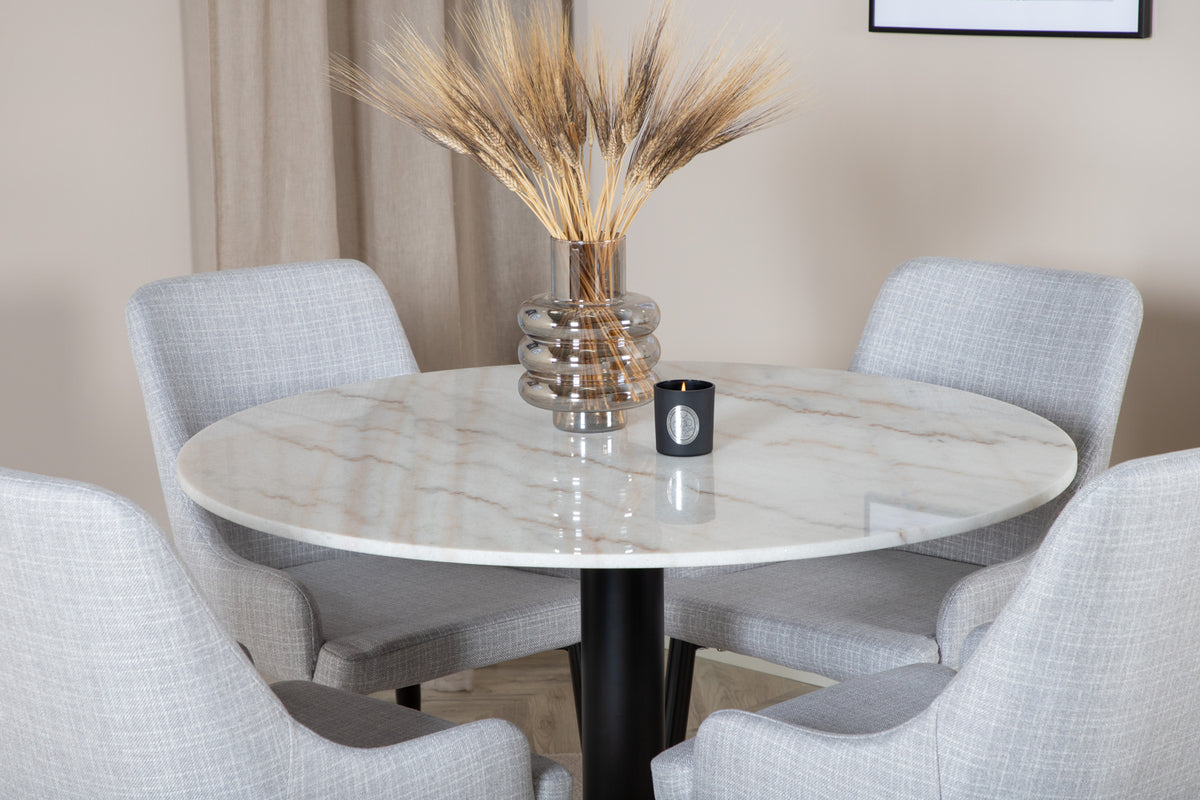 Venture Design Plaza & Estelle Matstolar Grå + Matbord ⌀106