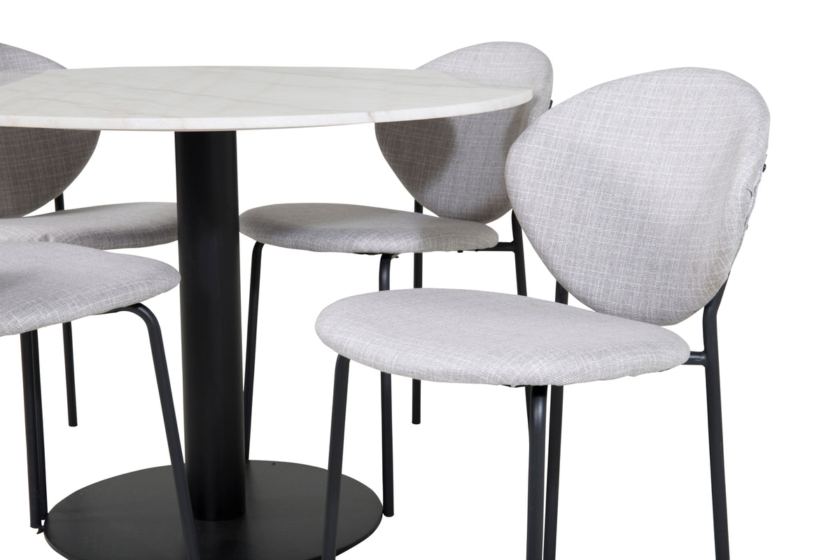 Venture Design Vault & Estelle Matstolar 2-pack Grå + Runda Matbord ⌀106 Vit