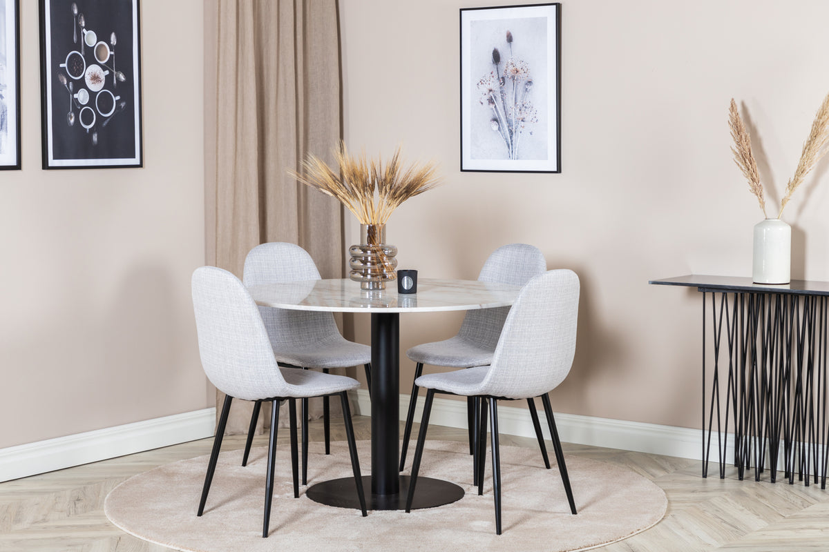 Venture Design Polar & Estelle Matstolar Grå + Matbord ⌀106