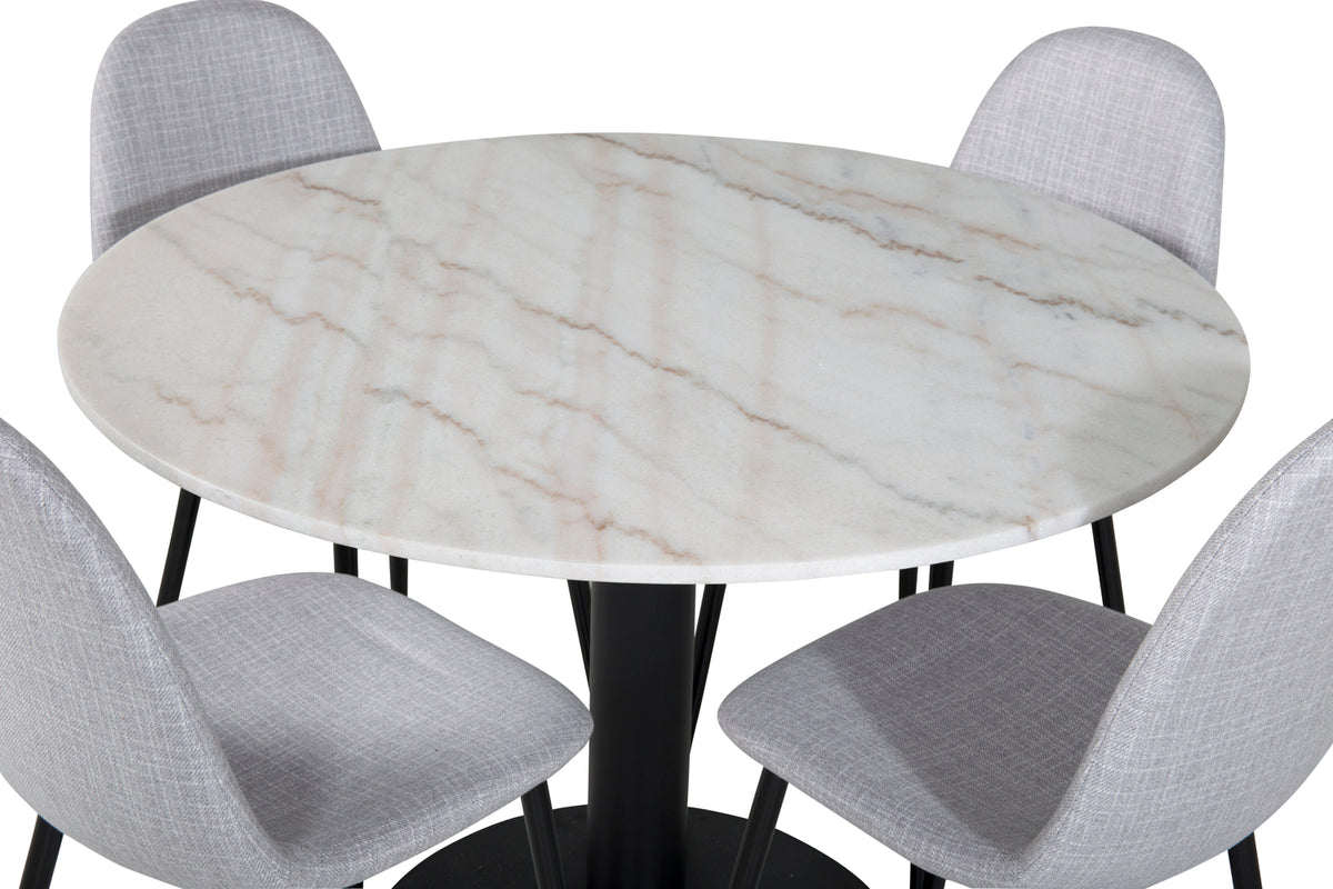 Venture Design Polar & Estelle Matstolar Grå + Matbord ⌀106