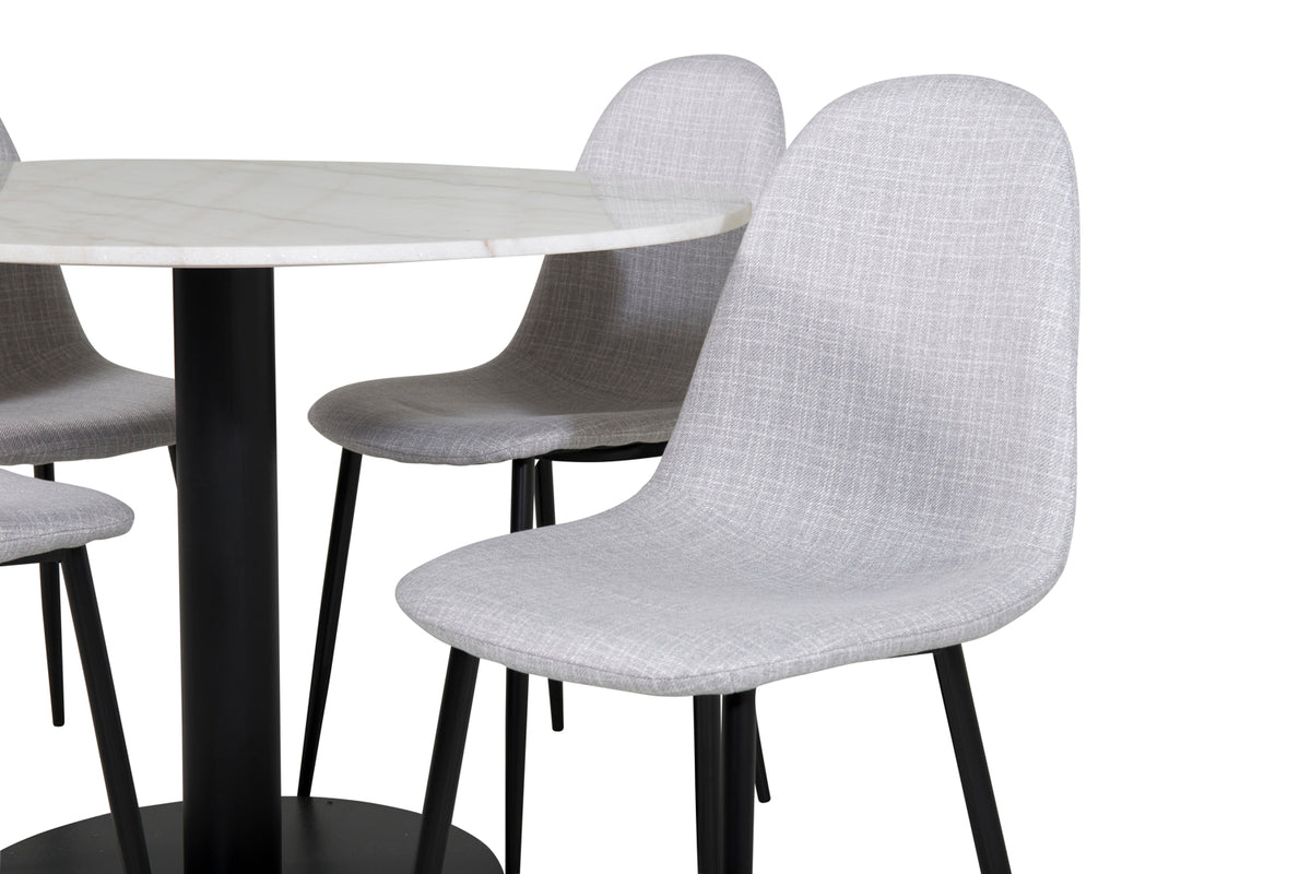 Venture Design Polar & Estelle Matstolar Grå + Matbord ⌀106