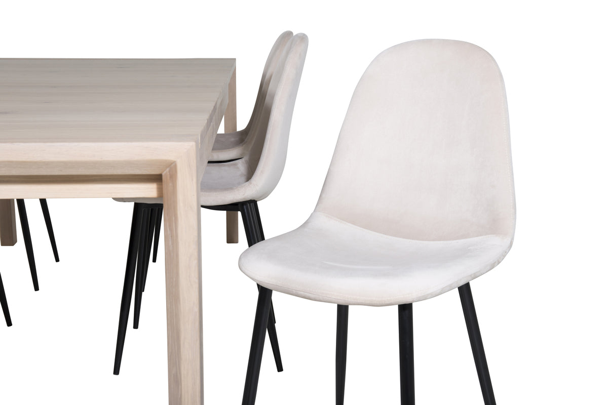 Venture Design Slider & Polar Rektangulära Matbord 170 x 95 Vitputsad + Matstolar 2-pack Beige