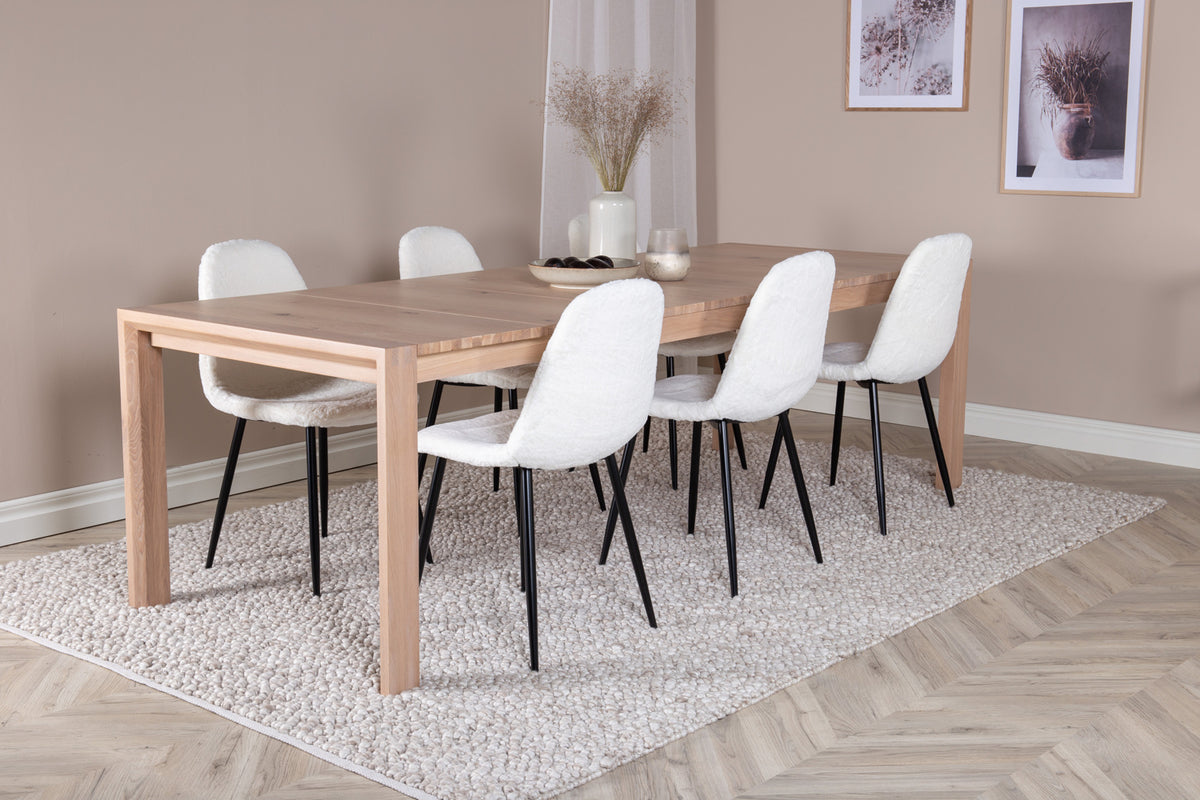 Venture Design Slider & Polar Rektangulära Matbord 170 x 95 Vitputsad + Matstolar 2-pack Vit
