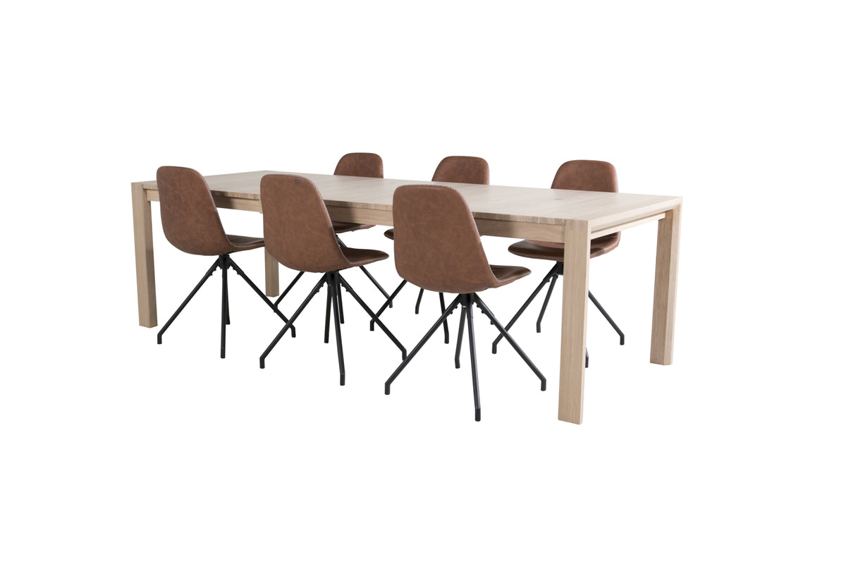 Venture Design Slider & Polar Matbord 250*95*75 + Matstolar Brun