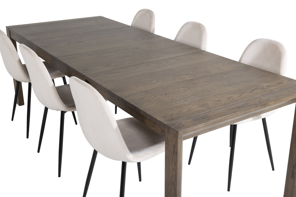 Venture Design Slider & Polar Matbord 250*95*75 + Matstolar Beige