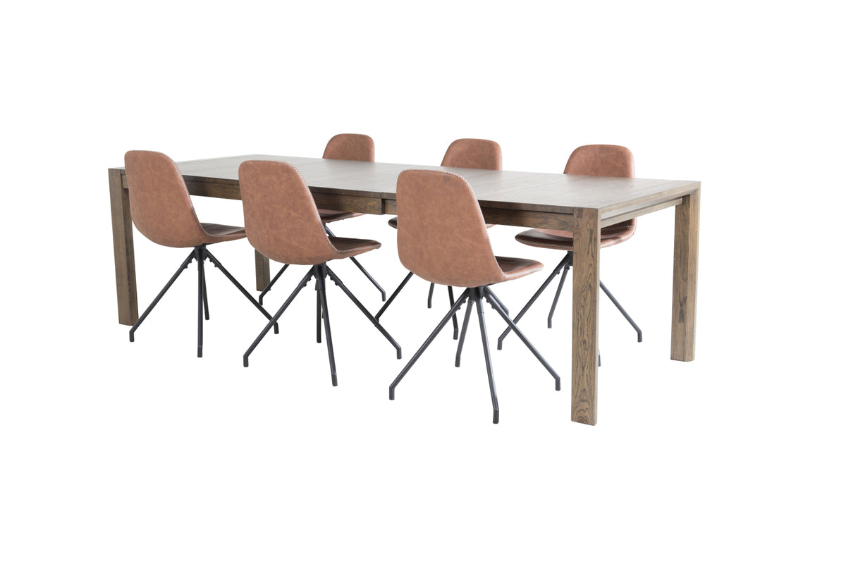 Venture Design Slider & Polar Matbord 250*95*75 + Matstolar Brun