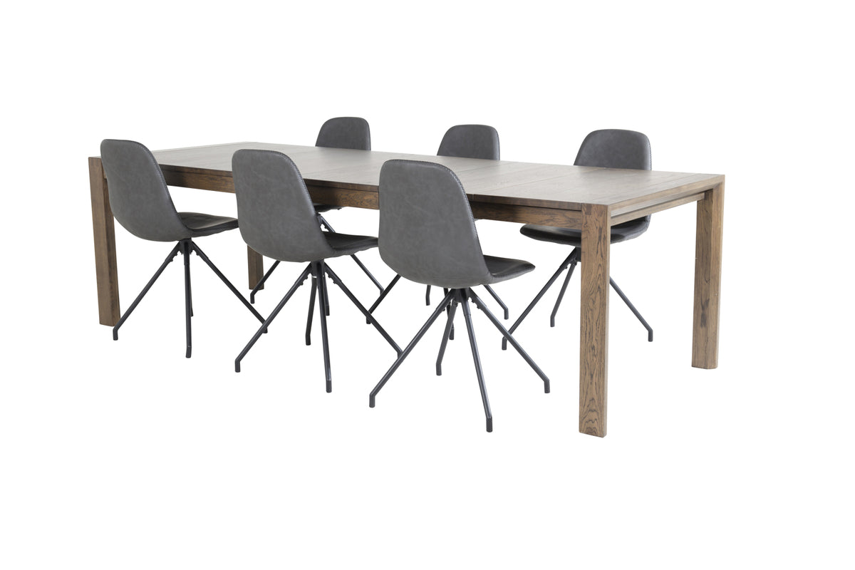 Venture Design Slider & Polar Matbord 250*95*75 + Matstolar Svart