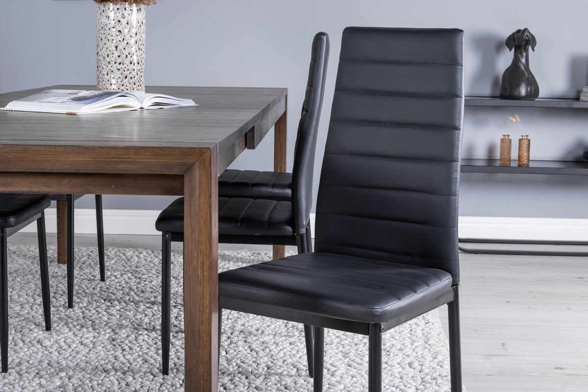 Venture Design Slider & Slim Matbord 250*95*75 + Matstolar Svart