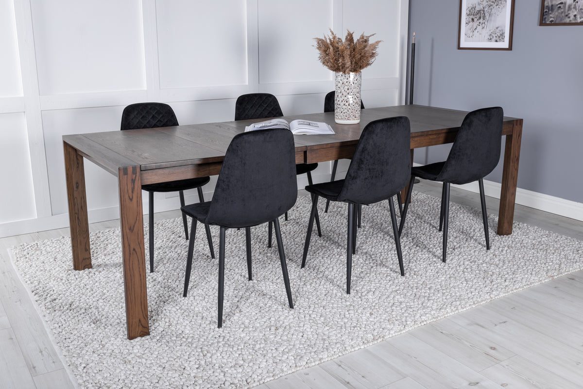 Venture Design Slider & Polar Matbord 250*95*75 + Matstolar Svart
