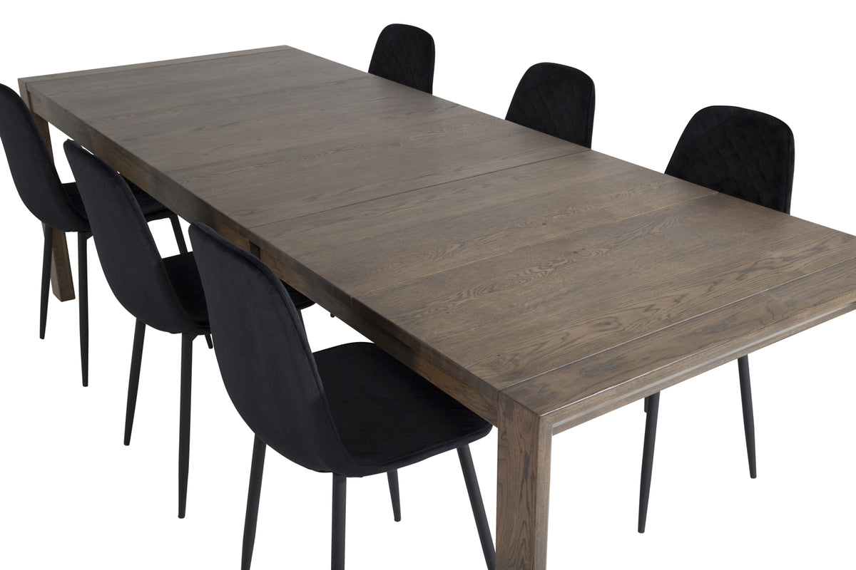 Venture Design Slider & Polar Matbord 250*95*75 + Matstolar Svart