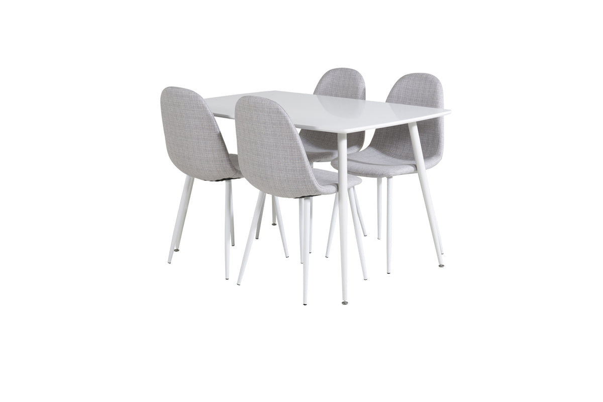 Venture Design Polar Rektangulära Matbord 120 x 75 Vit + Matstolar 2-pack Grå