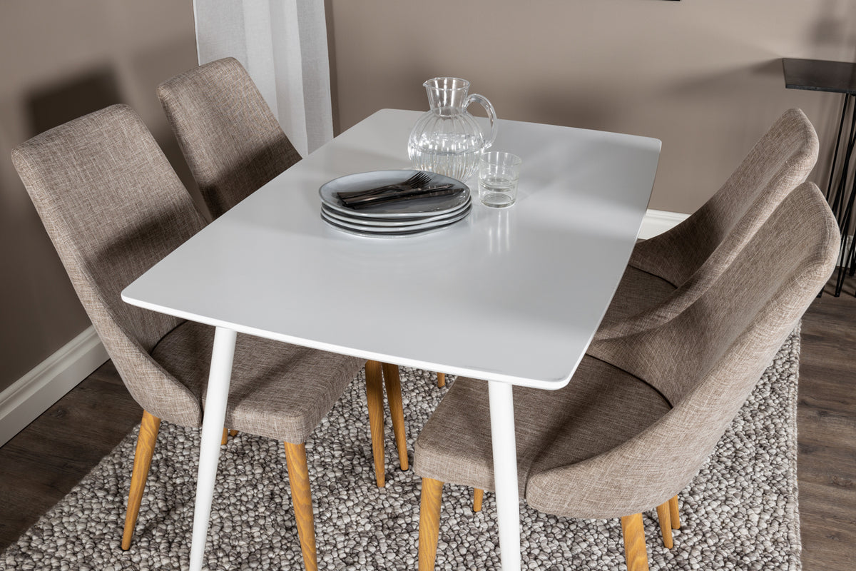 Venture Design Leone & Polar Matstolar 2-pack Ljusgrå + Rektangulära Matbord 120 x 75 Vit