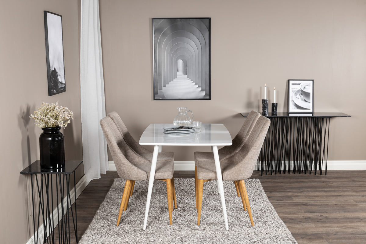 Venture Design Leone & Polar Matstolar 2-pack Ljusgrå + Rektangulära Matbord 120 x 75 Vit