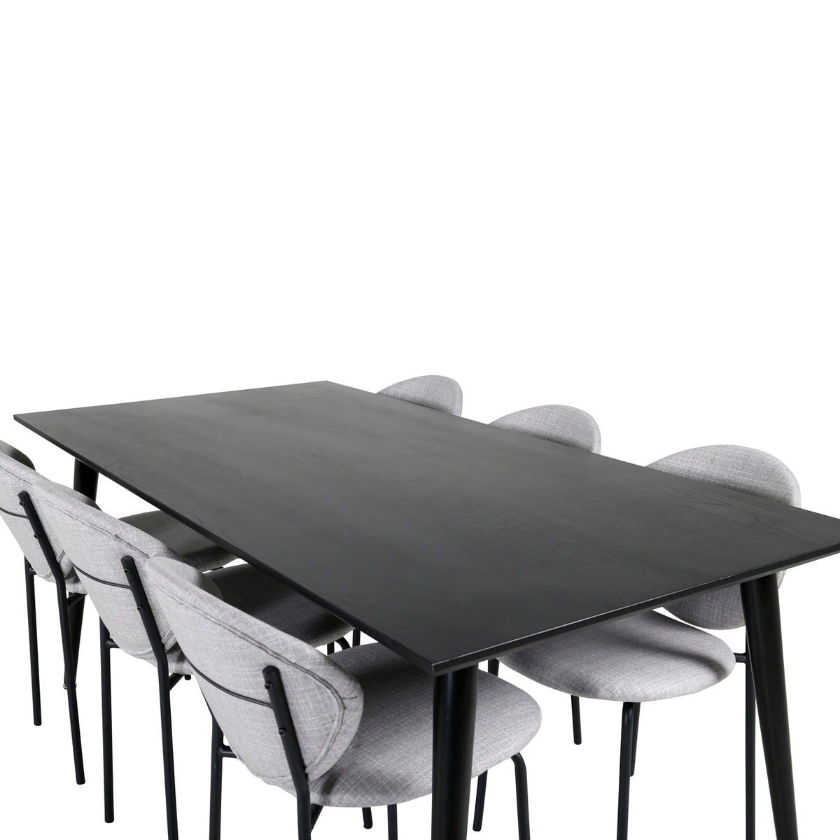 Venture Design Vault & Dipp Matstolar 2-pack Grå + Rektangulära Matbord 180 x 90 Svart