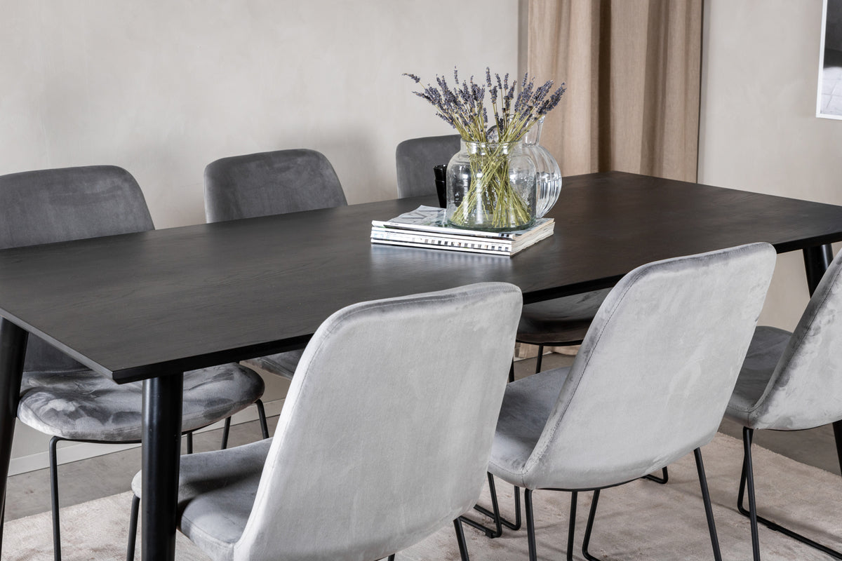 Venture Design Muce & Dipp Matstolar 2-pack Grå + Rektangulära Matbord 180 x 90 Svart