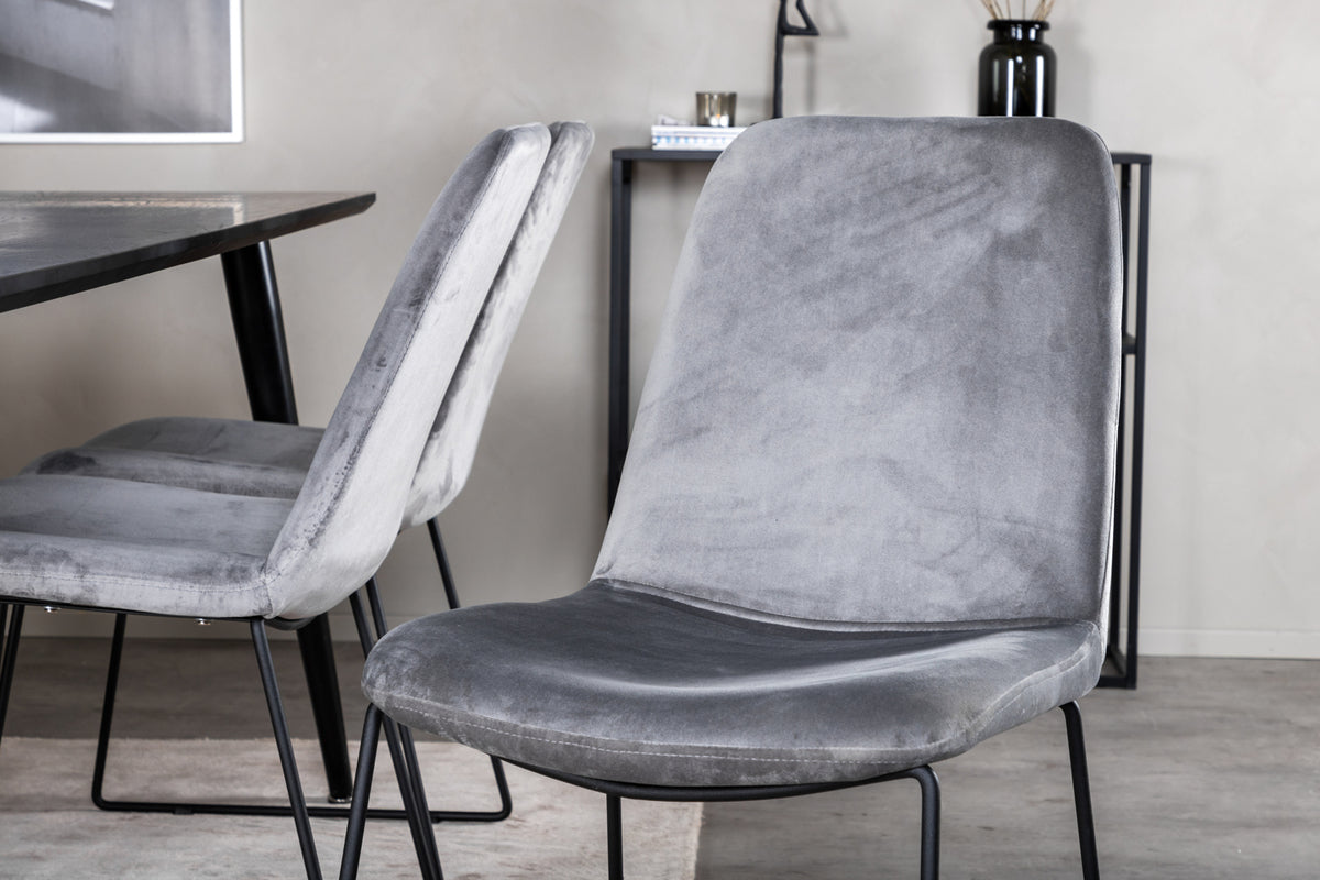 Venture Design Muce & Dipp Matstolar 2-pack Grå + Rektangulära Matbord 180 x 90 Svart