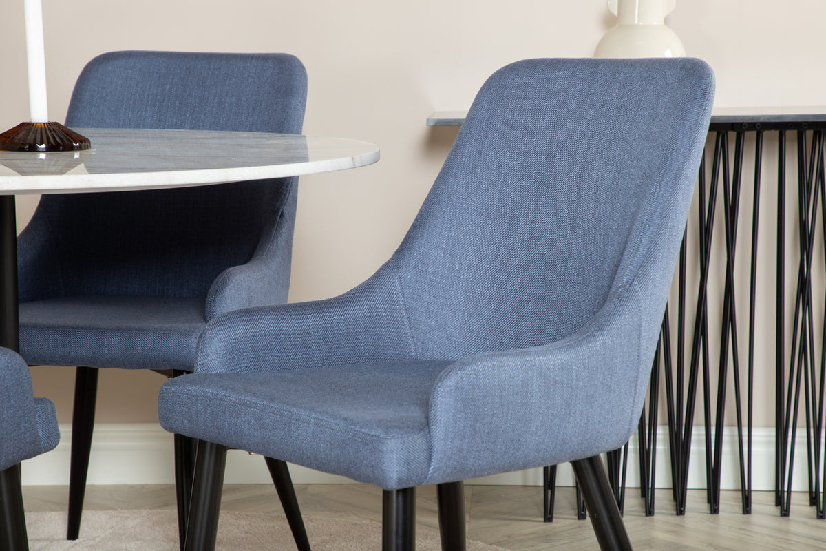 Venture Design Plaza & Estelle Matstolar Blå + Matbord ⌀106