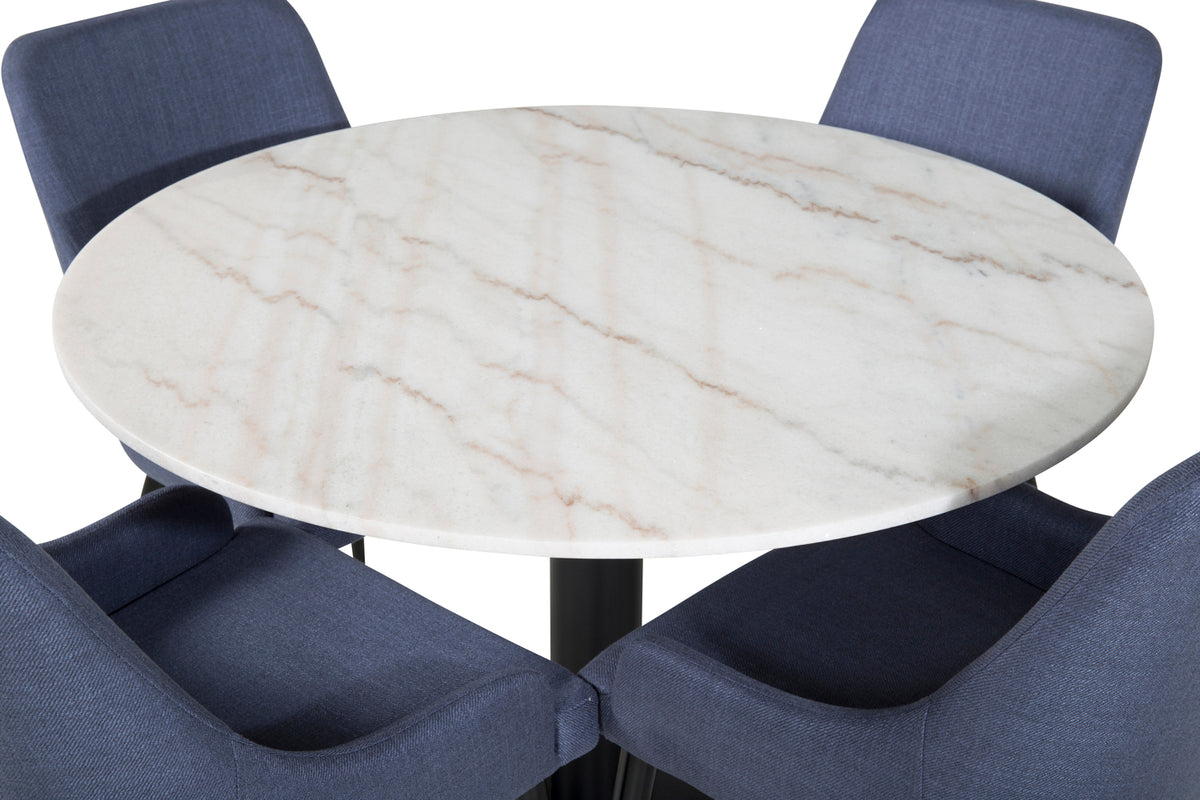 Venture Design Plaza & Estelle Matstolar Blå + Matbord ⌀106