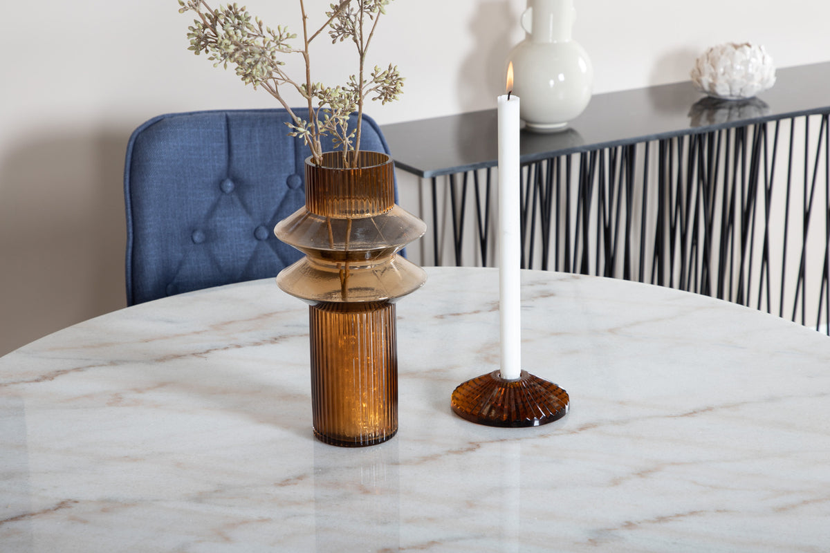 Venture Design Estelle & Velvet Deluxe Matbord ⌀106 + Matstolar Blå