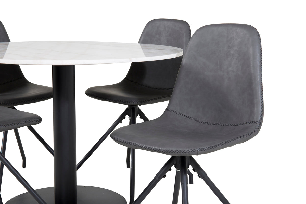 Venture Design Polar & Estelle Matstolar Svart + Matbord ⌀106